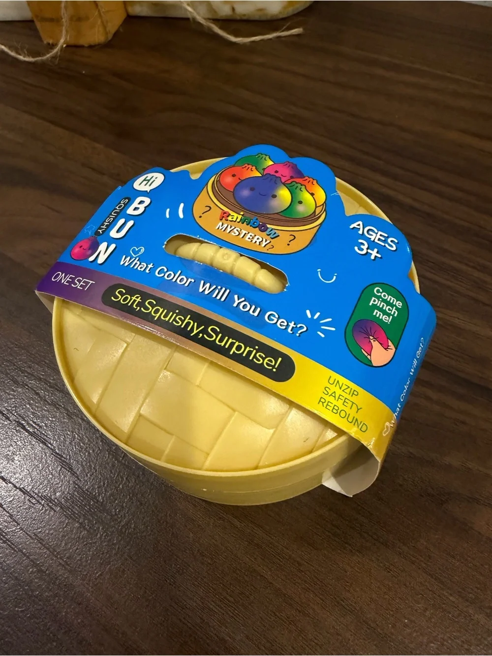 Rainbow Mystery Squishy Bun Toy - Yellow